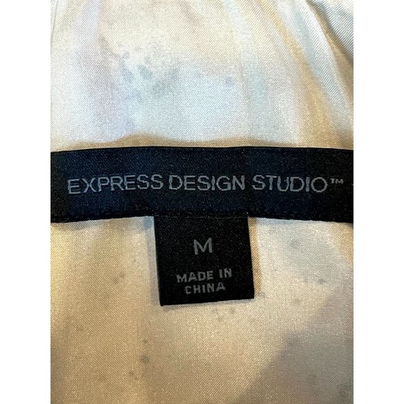 Express Women 100% Silk Halter Tank Top Platinum Spotted Backless Silver Black M - Picture 5 of 8